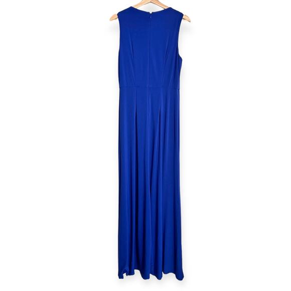 Eliza J Blue Jeweled Empire Waist Keyhole Front Stretch Maxi Dress Women's 12 - Picture 2 of 12